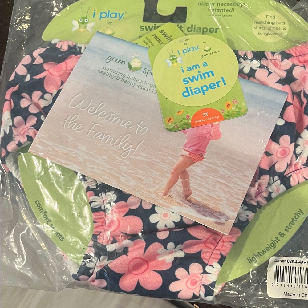 i play. Navy and Pink Floral Swim Diaper